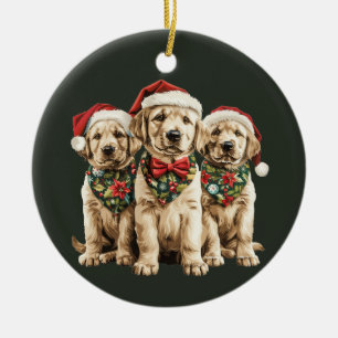 Décoration En Céramique Joyeux Noël Labrador Retriever Père Noël Puppy Chi