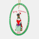 Décoration En Céramique Joyeux Noël Mignonne Doberman En Tenue Père Noël (Gauche)
