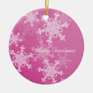 Décoration En Céramique Joyeux Noël Minimaliste Pink Snowflakes