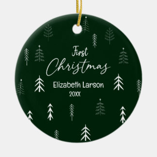 Décoration En Céramique Joyeux Noël Moderne Élégant Vert Premier bébé