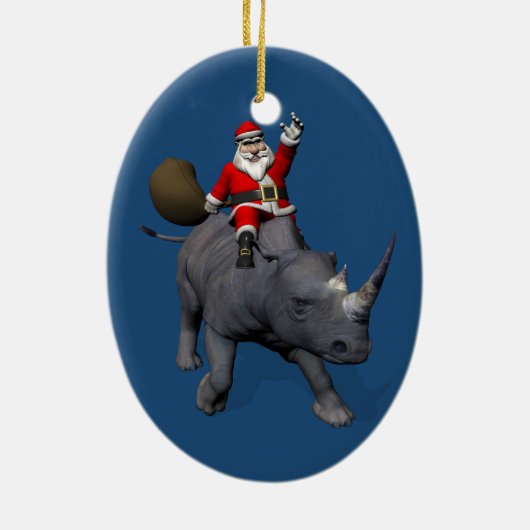 Décoration En Céramique Joyeux Noël On Rhino Rhinoceros (Dos)