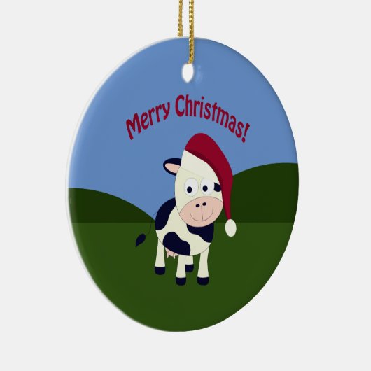 Décoration En Céramique Joyeux Noël Père Noël Vache (Droite)