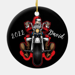 Décoration En Céramique Joyeux Noël personnalisé Père Noël Biker