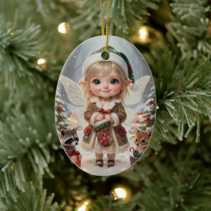 Décoration En Céramique Joyeux Noël personnalisé pour une fille Chibi de l
