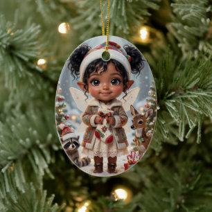 Décoration En Céramique Joyeux Noël personnalisé pour une fille Chibi de l