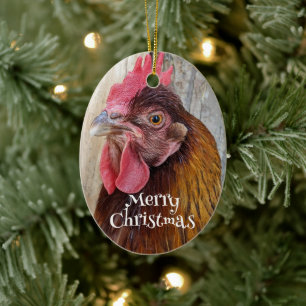 Décoration En Céramique Joyeux Noël Poule Rousse Fête de Noël