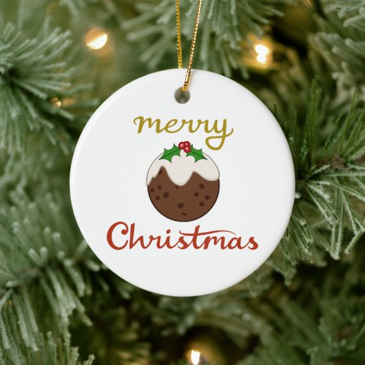 Décoration En Céramique Joyeux Noël+Pudding Design (Arbre)