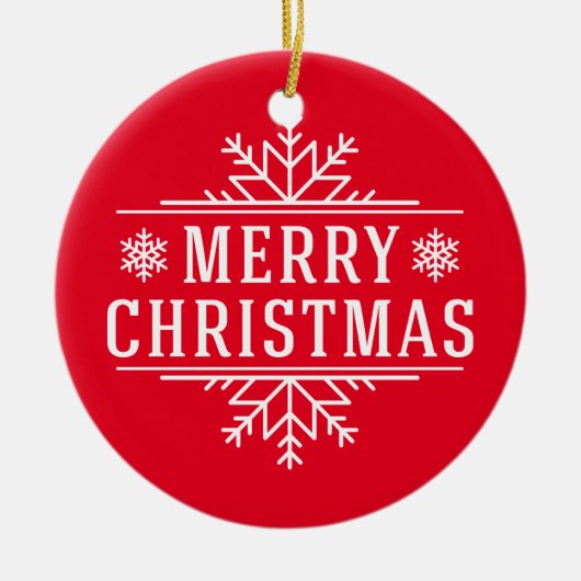 Décoration En Céramique Joyeux Noël rond Ornement-Rouge (Devant)