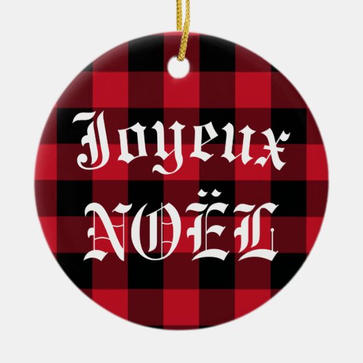 Décoration En Céramique Joyeux Noël Rouge Buffle noir Check Plaid (Devant)