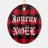 Décoration En Céramique Joyeux Noël Rouge Buffle noir Check Plaid (Gauche)