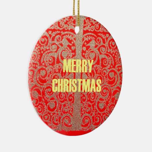 Décoration En Céramique Joyeux Noël Rouge et Gold Collection (Droite)