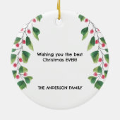 Décoration En Céramique Joyeux Noël Rouge Et Vert Aquarelle Wreath (Dos)