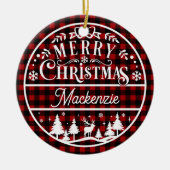Décoration En Céramique Joyeux Noël rustique Rouge & Noir Plaid Personnali (Devant)