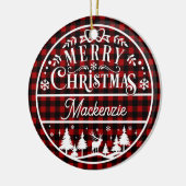 Décoration En Céramique Joyeux Noël rustique Rouge & Noir Plaid Personnali (Gauche)