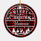 Décoration En Céramique Joyeux Noël rustique Rouge & Noir Plaid Personnali (Dos)