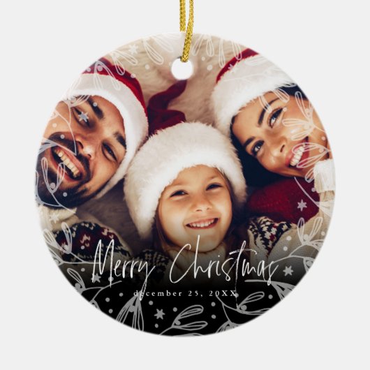 Décoration En Céramique Joyeux Noël Script Copier photo (Devant)