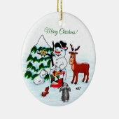 Décoration En Céramique Joyeux Noël ! Snowman avec amis (Droite)