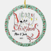 Décoration En Céramique Joyeux Noël typographie Texte modifiable Noël (Dos)