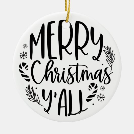 Décoration En Céramique Joyeux Noël Y'all Modern (Devant)