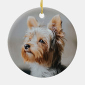 Décoration En Céramique Joyeux Noël Yorkshire Terrier | Ajouter une photo (Dos)