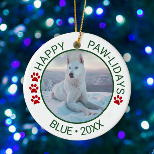 Décoration En Céramique Joyeux Paw-lidays Custom Pet Nom photo