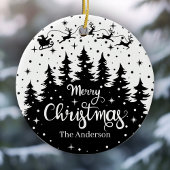 Décoration En Céramique Joyeux pin de Noël Père Noël Reindeer Sleigh