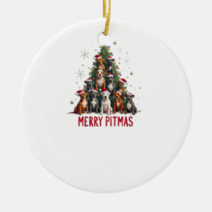 Décoration En Céramique Joyeux Pitmas Pitbull Chien Pull de Noël Laid Tr