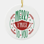 Décoration En Céramique Joyeux X - MASQUE | Corgi Famille Fun Noël (Devant)