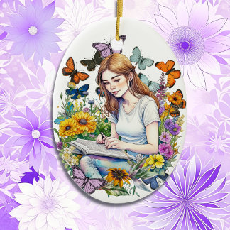 Décoration En Céramique Juste une fille qui aime écrire | Noël des auteurs