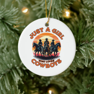 Décoration En Céramique Juste une fille qui aime les cowboys