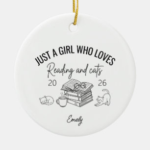 Décoration En Céramique Juste une fille qui aime lire et les chats, amoure
