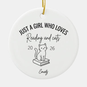 Décoration En Céramique Juste une fille qui aime lire et les chats, amoure