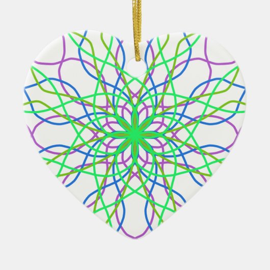 Décoration En Céramique Kaléidoscope Star, White Green Blue Purple (Devant)