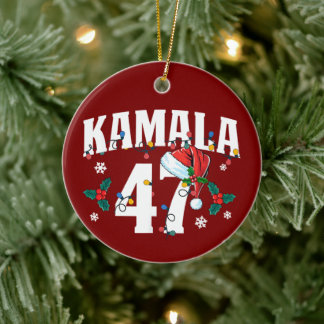 Décoration En Céramique Kamala Harris 47 Président Joyeux Noël Père Noël