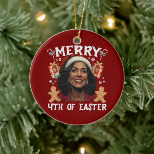 Décoration En Céramique Kamala Harris Noël Père Noël Joyeux 4 de Pâques