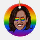 Décoration En Céramique Kamala Harris - Tête avec Aviateurs Arc en ciel (Dos)