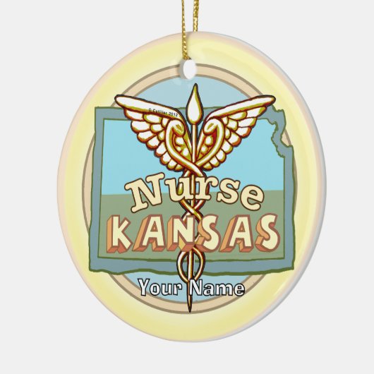 Décoration En Céramique Kansas Nurse Caduceus (Gauche)