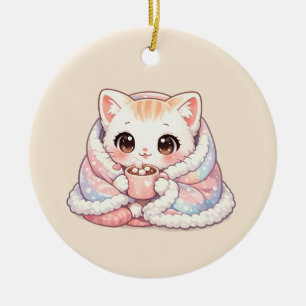 Décoration En Céramique Kawaii Cozy Cocoa Kitty – Chat aux couleurs pastel