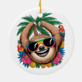 Décoration En Céramique Kawaii Tropical Sloth – Cute Summer Vibes Rainbow (Dos)