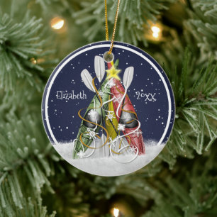 Décoration En Céramique Kayak Noël Arbre kayaks d'hiver