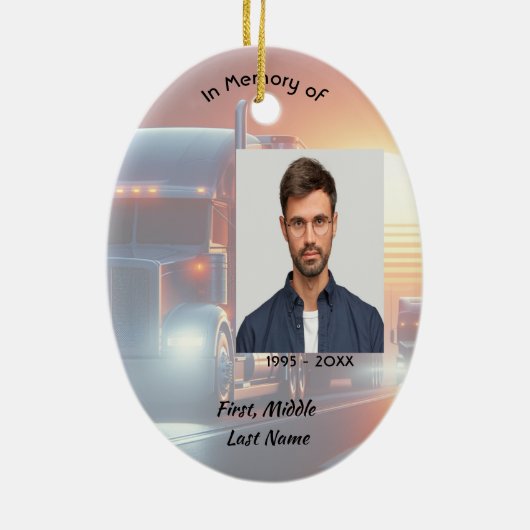 Décoration En Céramique Keepsake Memorial Semi-Truck Tractor-trailer (Dos)