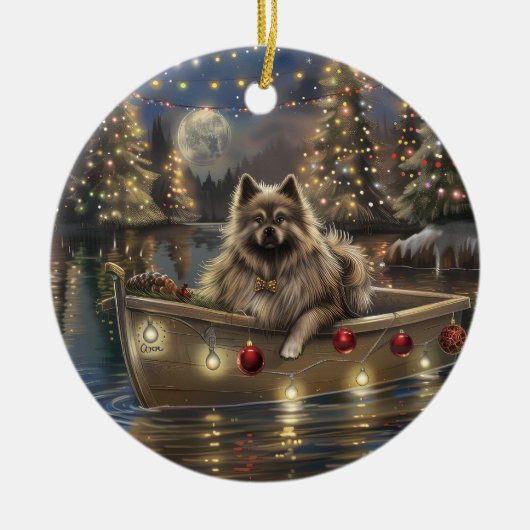 Décoration En Céramique Keeshond Noël Festive Voyage (Devant)