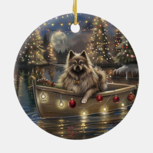 Décoration En Céramique Keeshond Noël Festive Voyage (Dos)