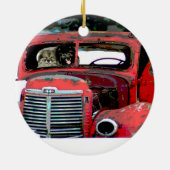 Décoration En Céramique Keeshond Noël Vieux Camion Peinture Chien Art (Dos)