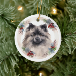 Décoration En Céramique Keeshony Christmas Wreath Festive Pup