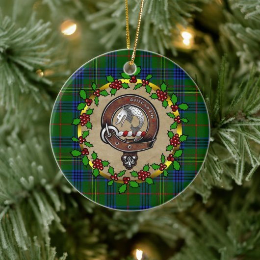 Décoration En Céramique Kennedy Clan Badge & Tartan Noël personnalisé (Arbre)