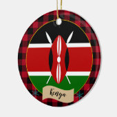 Décoration En Céramique Kenya, Plaid de buffle rouge & Drapeau du Kenya (Gauche)