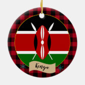 Décoration En Céramique Kenya, Plaid de buffle rouge & Drapeau du Kenya (Dos)
