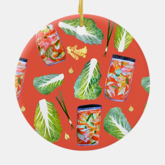 Décoration En Céramique Kimchi Ingrédients Fun Fermentation Aquarelle (Dos)