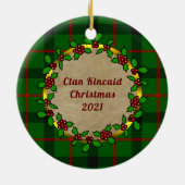 Décoration En Céramique Kincaid Clan Badge & Tartan Noël personnalisé (Dos)